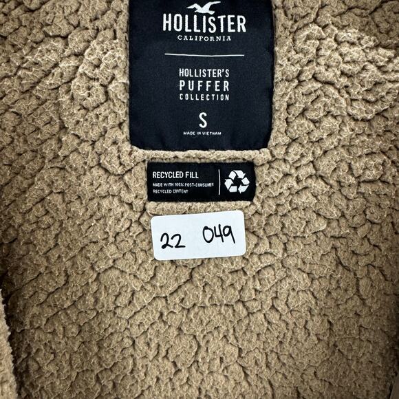 Hollister Puffer Jacket Women's Small Tan Sherpa-Lined Hooded - Picture 11 of 11